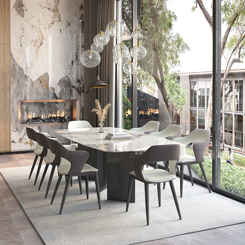 Sintered Stone Top Dining Table Rectangle Table with Black Double Pedestal Clearhalo ' dining_table' 'Dining Tables & Seating' 'Dining Tables' 'furn' 'furn_dining_table' 'Furniture' 'furniture_dining_table' 'Kitchen & Dining Furniture' 'kitchen&dining_furn' 'kitchen' 'kitchen_dining_table' 1200x1200_aa69d9c9-ff52-482e-84d8-bc8b074c3829