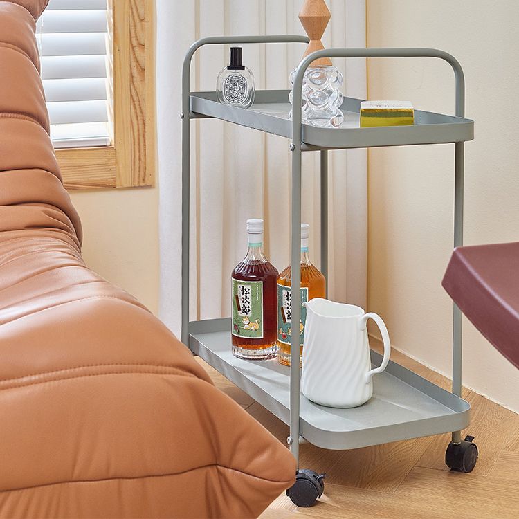 25.2"H Rolling Modern Prep Table Metal Rectangular Prep Table for Dining Room