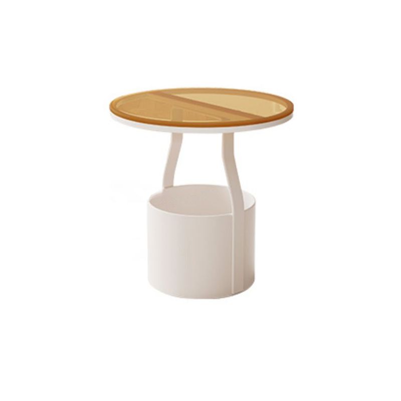 Modern 19.68-inch Tall Metal Abstract Side Table Round Top End Table with Storage Clearhalo 'Coffee & Accent Tables' 'End & Side Tables' 'end_side_tables' 'furn' 'furn_end_side_tables' 'Furniture' 'Living Room Furniture' 1200x1200_aa6b670f-8316-406b-8330-386d9e3ad7c3