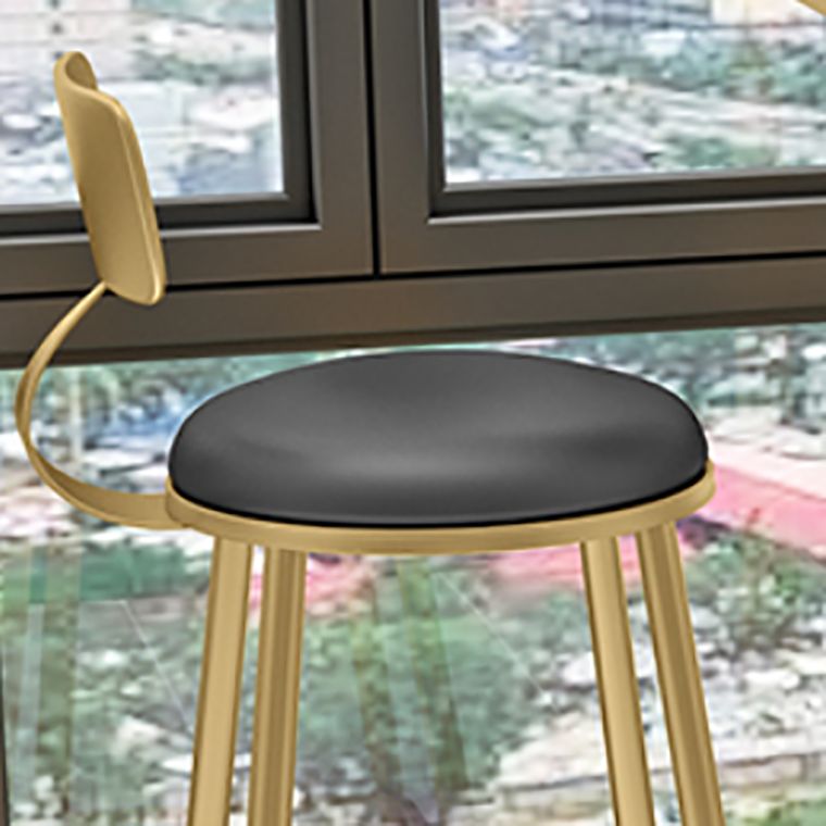 Glam Round Counter-height Stool Leather Footrest Bar Stool with Gold Base Clearhalo 'Bar Furniture' 'Bar Stools' 'bar_stools' 'furn' 'furn_bar_stools' 'Furniture' 'Kitchen & Dining Furniture' 1200x1200_aa6bd410-5d86-4b16-a394-174c74a3bd58