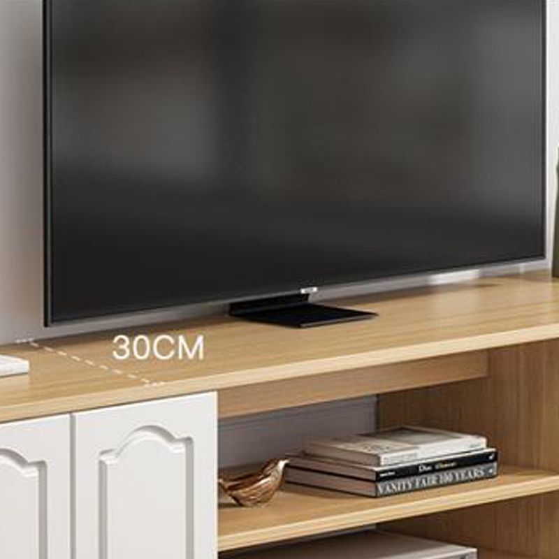 23.5 "H Modern Wooden TV Consola Open Storage Stand con cajón y puertas