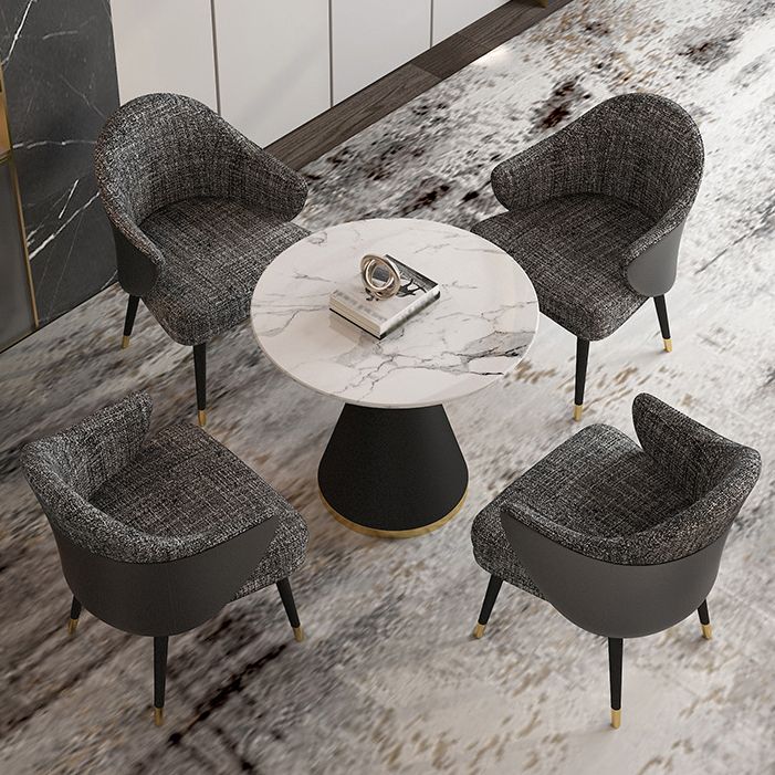 Glam 1/2/5 Pieces Dining Set Round Shape Sintered Stone Dining Table Set Clearhalo 'Dining Room Sets' 'Dining Tables & Seating' 'dining_room_set' 'furn' 'furn_dining_room_set' 'Furniture' 'furniture_dining_room_set' 'Kitchen & Dining Furniture' 1200x1200_aa6e0516-daad-4736-9fad-ae2411531333