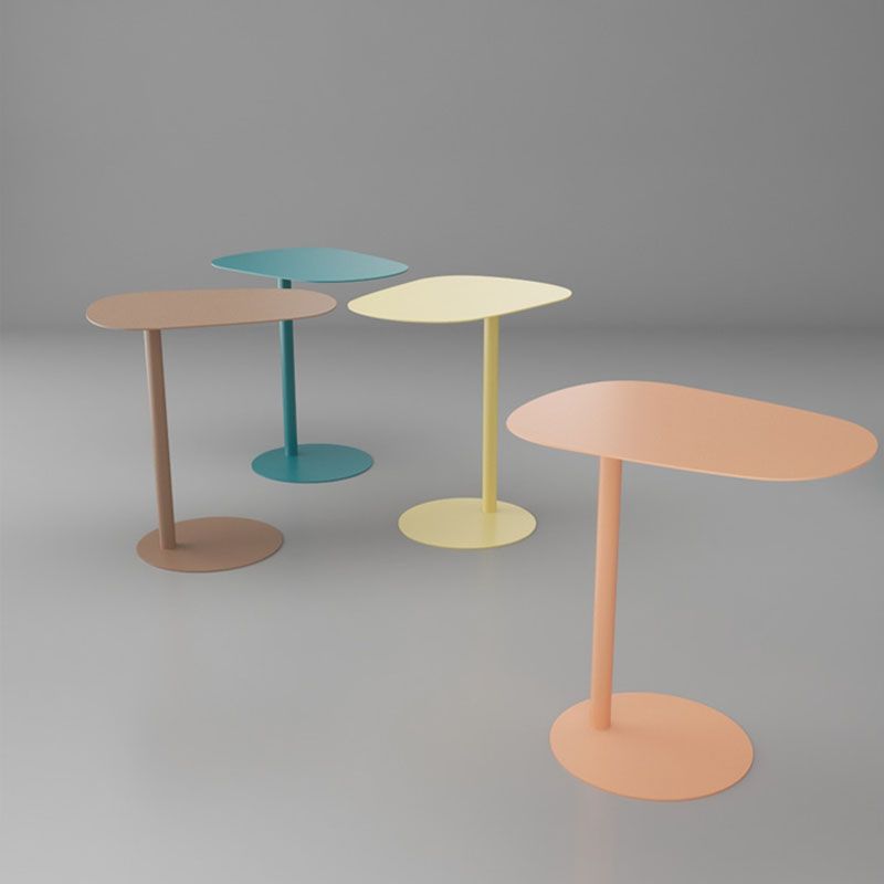 Rectangular Metal Table with Pedestal Base Base Medieval Modern Style Side Table