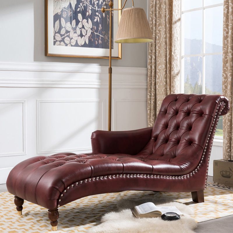 Glam Genuine Leather Chaise Lounge Indoor One Armed Floor Chair Clearhalo 'Chairs & Seating' 'Chaise Lounge' 'chaise_lounge' 'furn' 'furn_chaise_lounge' 'Furniture' 'Living Room Furniture' 1200x1200_aa6f0e63-7212-4bd7-9020-052a9f3280ca