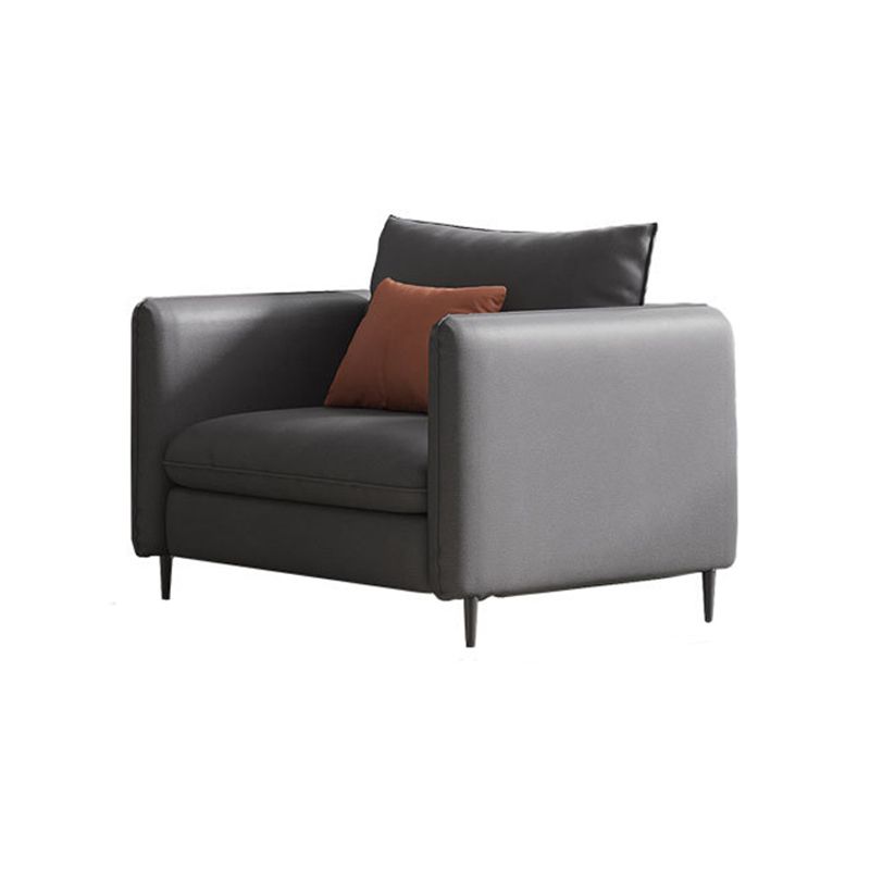 Grey Faux Leather Contemporary Square Arm Standard Sofa for Living Room, Apartment Clearhalo 'furn' 'furn_sofas' 'Furniture' 'furniture_sofas' 'Living Room Furniture' 'Sofa' 'sofas' 1200x1200_aa6fc120-503a-4a51-a356-12f5108156f4