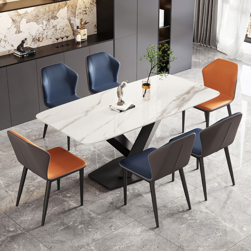 Industrial Dining Room Table Stone Rectangle Dinette Table for Dining Room Clearhalo 'Dining Tables & Seating' 'Dining Tables' 'dining_table' 'furn' 'furn_dining_table' 'Furniture' 'Kitchen & Dining Furniture' 1200x1200_aa70306c-b346-42b6-b5c5-2dc82b4dd79e