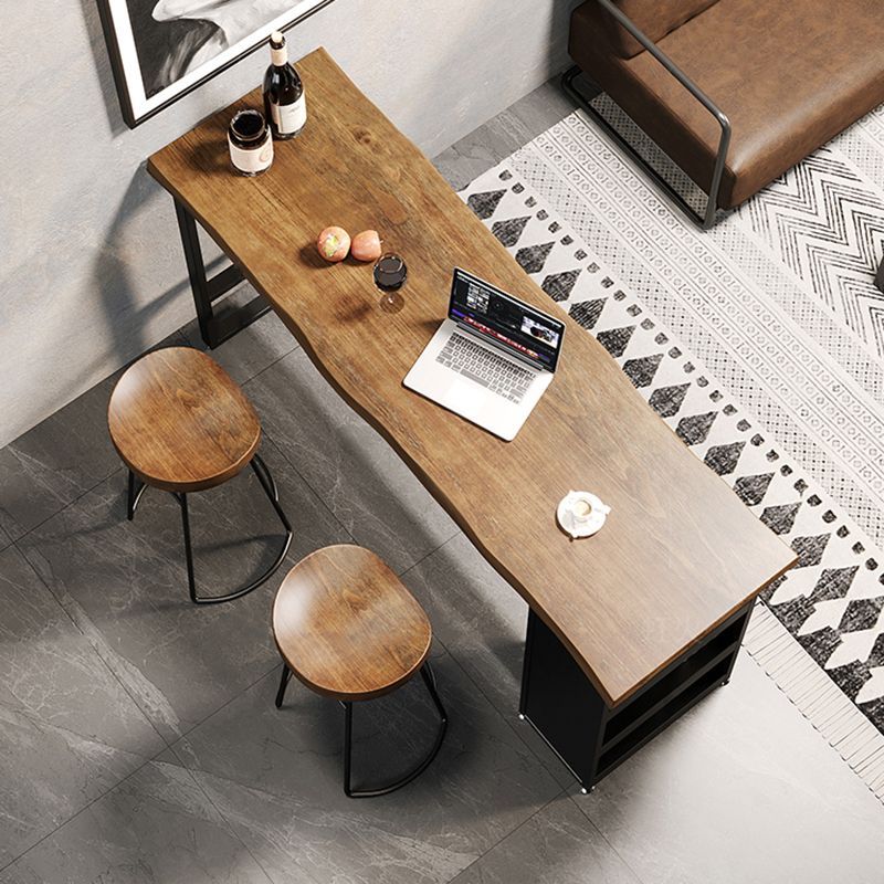 Juego de mesa de bar con base de caballete, mesa de bar y taburetes de madera maciza y metal, 1/3 piezas
