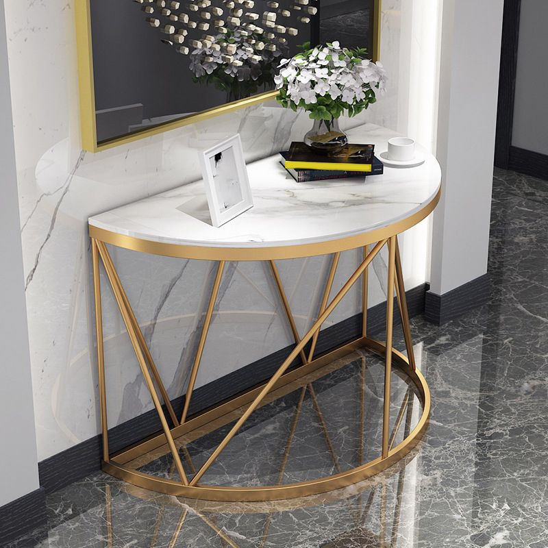 Tavolino console in marmo glam tavolo accento di ferro mezza luna per sala