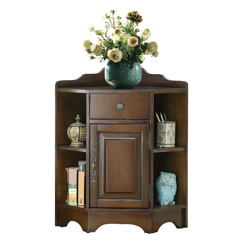 Cabinet d'accent d'angle moderne du milieu du siècle avec porte en caoutchouc