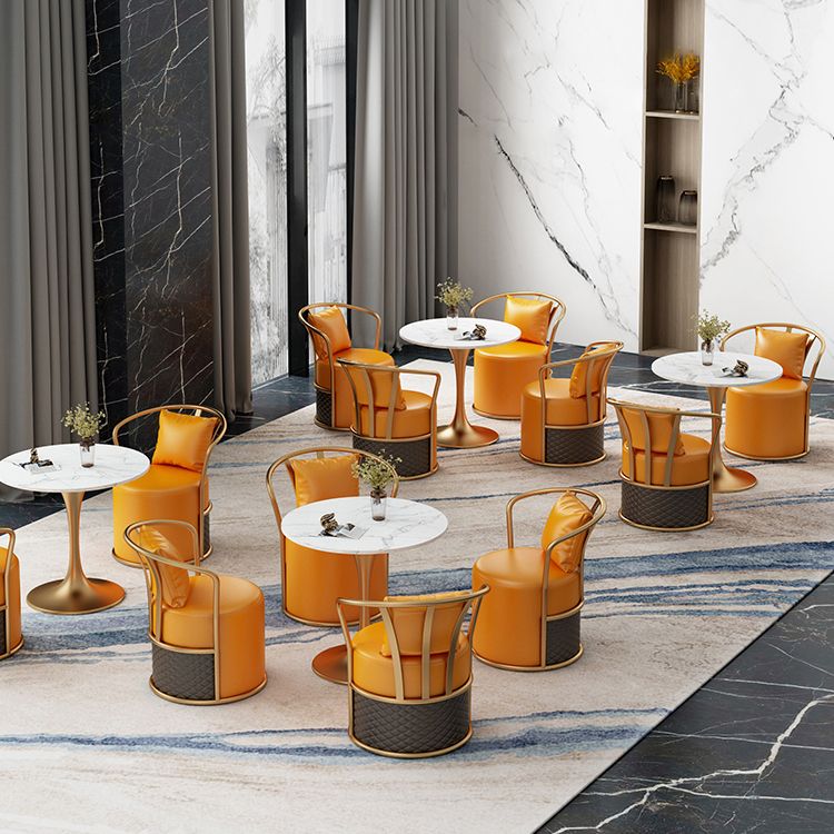 Glam 1/4/5 Pieces Dinette Set with White Sintered Stone Top Round Dining Table Set Clearhalo 'Dining Room Sets' 'Dining Tables & Seating' 'dining_room_set' 'furn' 'furn_dining_room_set' 'Furniture' 'furniture_dining_room_set' 'Kitchen & Dining Furniture' 1200x1200_aa73b608-63f1-4f3c-81c9-a68051de5463