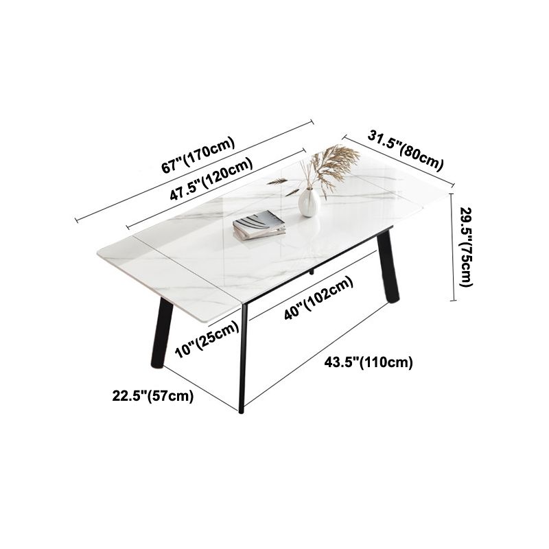 Modern Rectangle Dining Table Sintered Stone 4 Legs Table with Black Frame Clearhalo ' dining_table' 'Dining Tables & Seating' 'Dining Tables' 'furn' 'furn_dining_table' 'Furniture' 'furniture_dining_table' 'Kitchen & Dining Furniture' 'kitchen&dining_furn' 'kitchen' 'kitchen_dining_table' 1200x1200_aa74dee9-9030-4020-9526-3f35b9ab0c35