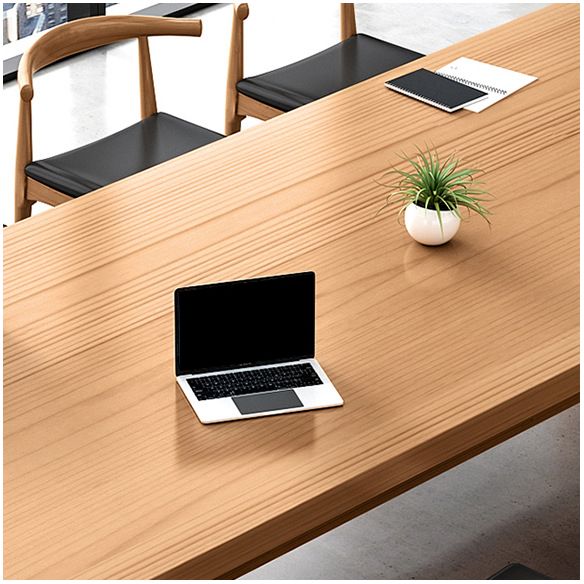 Industrial Rectangular Office Desk Solid Wood H-Shape Writing Desk Clearhalo 'furn' 'furn_office_desk' 'Furniture' 'Office Desks' 'Office Furniture' 'office_desk' 1200x1200_aa769975-379d-42f8-81c7-102e92248548