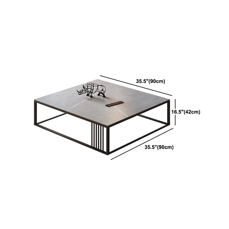 Glam 16.5" H Rectangle/Square Slate Coffee Table Steel Frame Cocktail Table Clearhalo 'Coffee & Accent Tables' 'Coffee Tables' 'coffee_tables' 'furn' 'furn_coffee_tables' 'Furniture' 'Living Room Furniture' 1200x1200_aa779735-b06a-4aac-b17c-087def559023