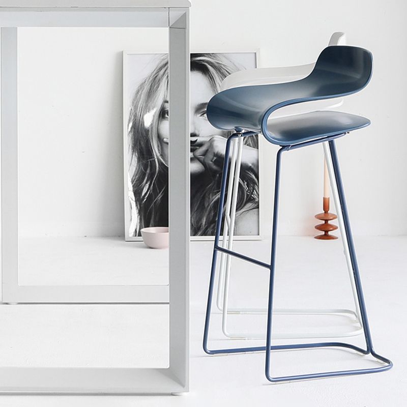 Nordic Simple Low Back Barstool Indoor Iron Tall Stool with Plastic Seat Clearhalo 'Bar Furniture' 'Bar Stools' 'bar_stools' 'furn' 'furn_bar_stools' 'furniture_bar_stools' 'Kitchen & Dining Furniture' 'kitchen&dining_furn' 'kitchen' 'kitchen_furn' Furniture' 1200x1200_aa7885fe-3547-4557-93ab-b6f8cf23ca2e