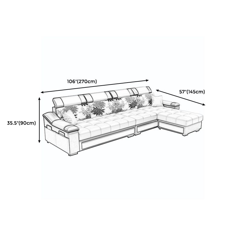 106.3"D x 57"W x 35.43"H Sloped Arm Sectionals, Modern High Back Sofa with Slipcovered Clearhalo 'furn' 'furn_sectionals' 'Furniture' 'furniture_sectionals' 'kitchen' 'kitchen_sectionals' 'Living Room Furniture' 'Sectionals' 1200x1200_aa7a46a7-4ac2-466a-9f48-f0a56b708e31