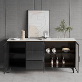 Stone Credenza Contemporary Style Dining Buffet with Cabinets and Drawers Clearhalo 'buffet_sideboard' 'Buffets & Sideboards' 'furn' 'furn_buffet_sideboard' 'Furniture' 'Kitchen & Dining Furniture' 1200x1200_aa7b0994-b880-4754-9791-ba9c8ba22bc1
