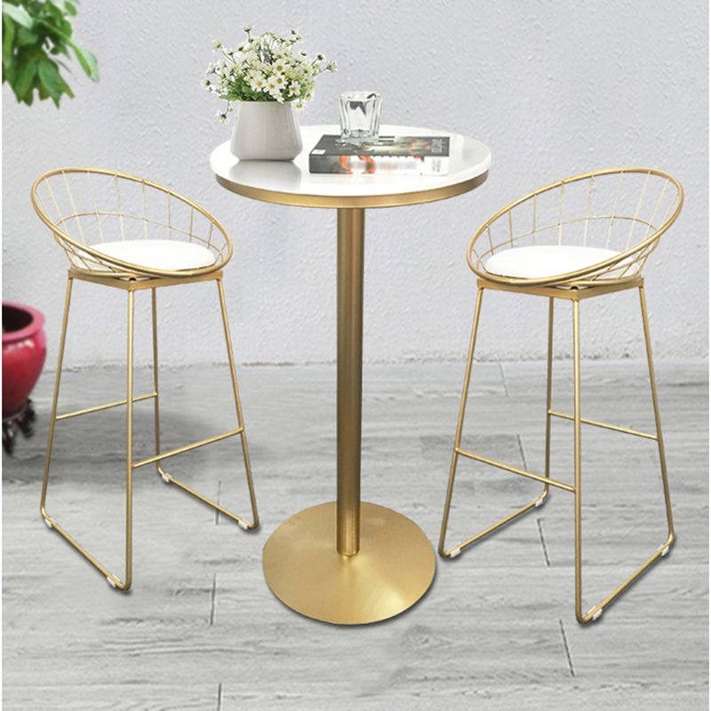 Glam Style Gold Metal Bar Table Round Indoor 41.3"H Pedestal Bistro Table Clearhalo 'Bar Furniture' 'Bar Tables' 'bar_tables' 'furn' 'furn_bar_tables' 'Furniture' 'furniture_bar_tables' 'Kitchen & Dining Furniture' 'kitchen&dining_furn' 'kitchen' 1200x1200_aa7b5019-1ac8-483f-8d4a-40e041e28b6a
