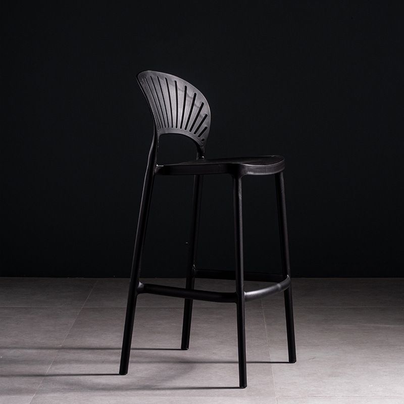 Modern Plastic Barstool Low Back Counter Stool in Matte Finish