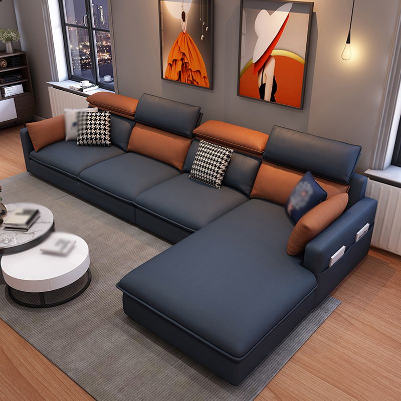 L-Shape Faux leather Square Arm High Back Sectional with Stain-Resistant and Storage Clearhalo 'furn' 'furn_sectionals' 'Furniture' 'furniture_sectionals' 'kitchen' 'kitchen_sectionals' 'Living Room Furniture' 'Sectionals' 1200x1200_aa7fa351-2787-44bb-b168-4bcdedc866f7