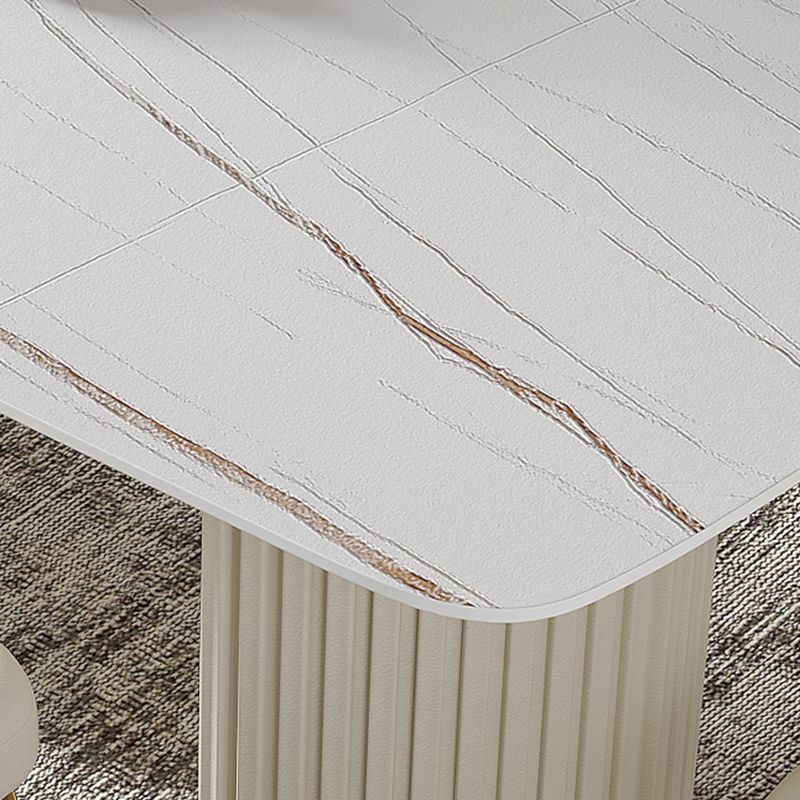 Contemporary Dining Rectangle Table Sintered Stone Table with Metal Legs for Home Clearhalo 'Dining Tables & Seating' 'Dining Tables' 'dining_table' 'furn' 'furn_dining_table' 'Furniture' 'Kitchen & Dining Furniture' 1200x1200_aa7ff4ce-4fed-4ac7-909a-429b64c845b6