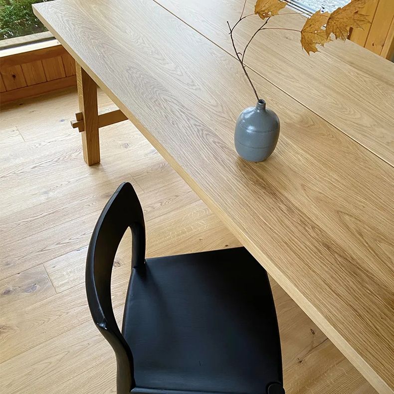 Simple Solid Wood Rectangle Shape Dining Table Khaki Standard Dining Table with Trestle Base Clearhalo ' dining_table' 'Dining Tables & Seating' 'Dining Tables' 'furn' 'furn_dining_table' 'Furniture' 'furniture_dining_table' 'Kitchen & Dining Furniture' 'kitchen&dining_furn' 'kitchen' 'kitchen_dining_table' 1200x1200_aa802933-d8dd-4d92-a962-c5f9bc3188a6