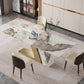 Traditional Luxury Rectangle Home Furniture Stone Double Pedestal Table