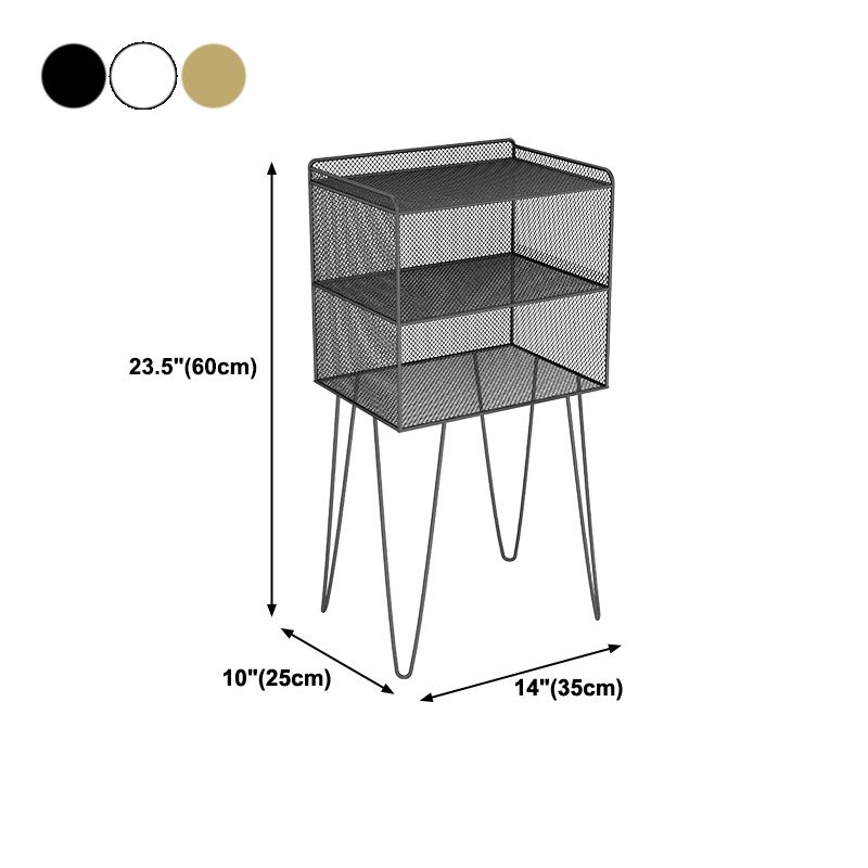 Los estantes de almacenamiento abiertos modernos de metal incluyen mesas de noche de cama con piernas