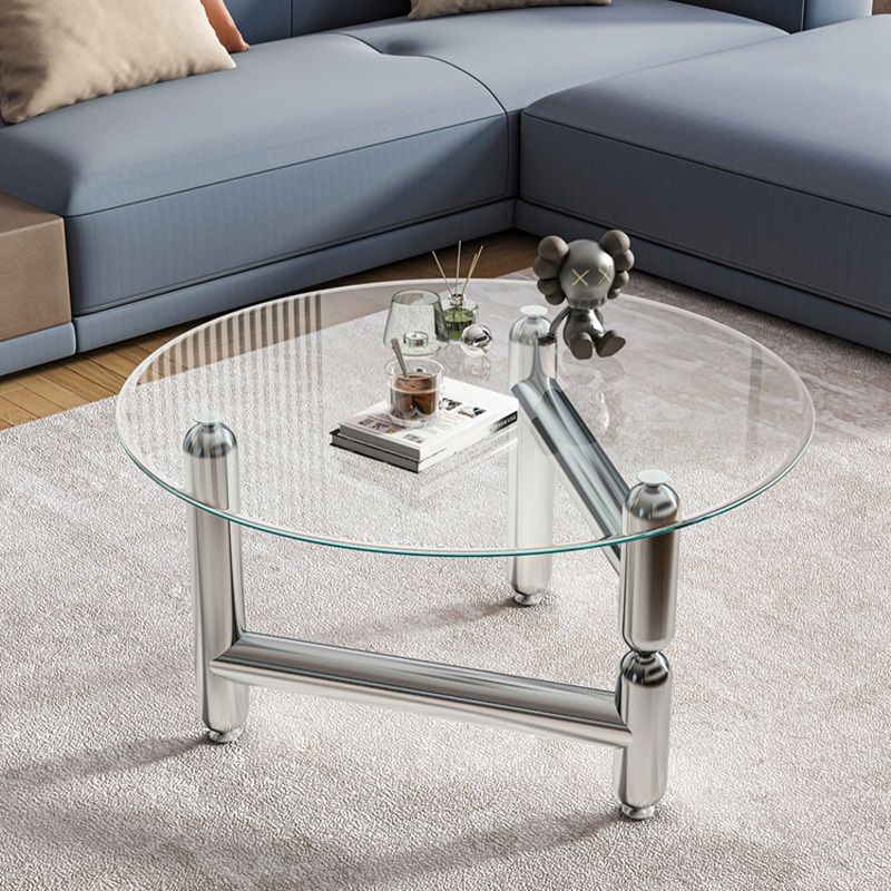 Moderner Stil transparenter Glas Tisch mit Metallbasis Couchtisch