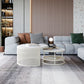 Contemporary Coffee Table White Round Slate Coffee Cocktail Table Clearhalo 'Coffee & Accent Tables' 'Coffee Tables' 'coffee_tables' 'furn' 'furn_coffee_tables' 'Furniture' 'Living Room Furniture' 1200x1200_aa846640-51a2-43db-8aad-a6638db73afa