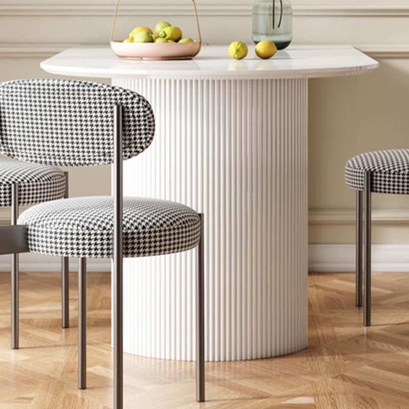 Steen bovenste eettafel Moderne dubbele voetstuktafel in het wit