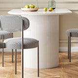 Tavolo da pranzo superiore in pietra moderno tavolo a doppio piedistallo in bianco