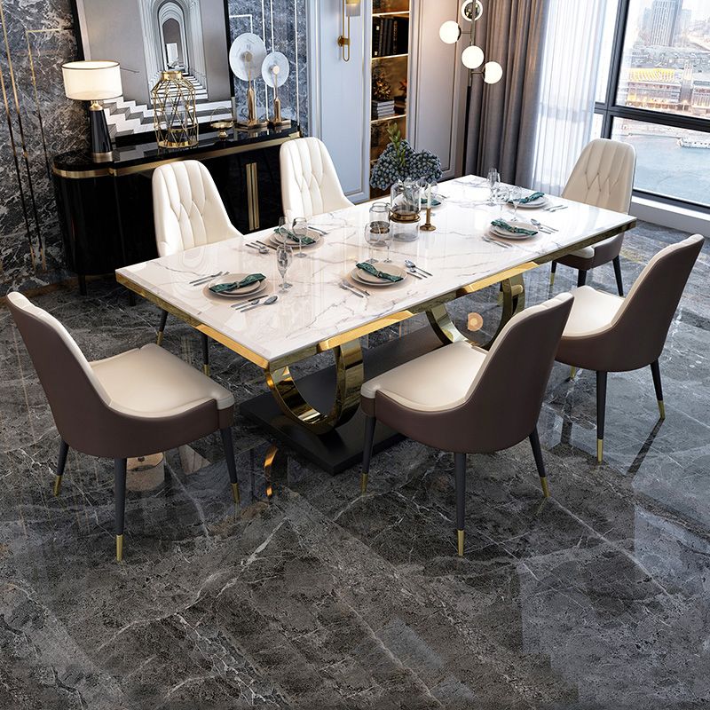 Modern 1/4/5/7 Pieces White Dining Table Set with Marble Top Rectangle Dinette Set Clearhalo 'Dining Room Sets' 'Dining Tables & Seating' 'dining_room_set' 'furn' 'furn_dining_room_set' 'Furniture' 'furniture_dining_room_set' 'Kitchen & Dining Furniture' 'kitchen&dining_furn' 'kitchen' 1200x1200_aa869537-16bd-4b64-a3ce-73355039f10c