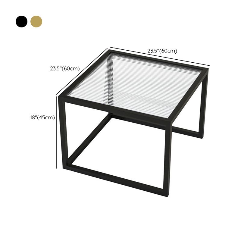 Modern Square Glass Coffee Table Iron Frame Base Cocktail Table