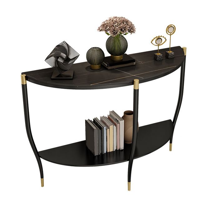 Console a mezza luna di pietra Tabella 33,46 "gambe alte includevano il tavolo dell'accento