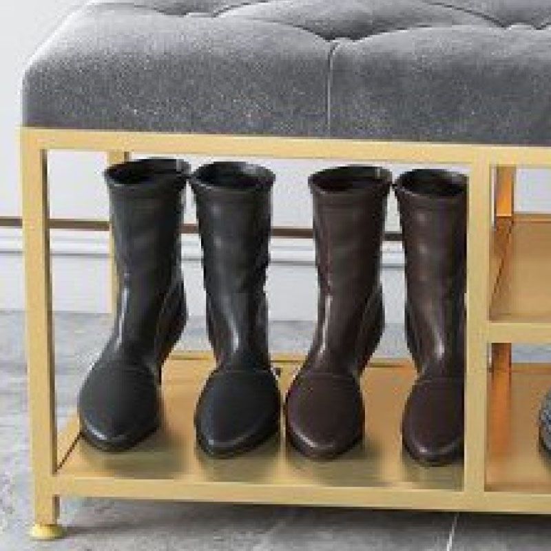 Contemporary Seating Bench Cushioned Metal Entryway Bench , 14-inch Width Clearhalo 'Benches' 'Chairs & Seating' 'furn' 'furn_benches' 'Furniture' 'Living Room Furniture' 1200x1200_aa89bcc5-53c3-4670-96c8-bdbf53f589eb