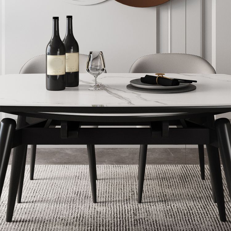 Simplicity Round Dining Table White Sintered Stone Table with 4 Ash Solid Wood Legs Clearhalo ' dining_table' 'Dining Tables & Seating' 'Dining Tables' 'furn' 'furn_dining_table' 'Furniture' 'furniture_dining_table' 'Kitchen & Dining Furniture' 'kitchen&dining_furn' 'kitchen' 'kitchen_dining_table' 1200x1200_aa8a3690-0637-4a20-aeae-9873be34cbc8