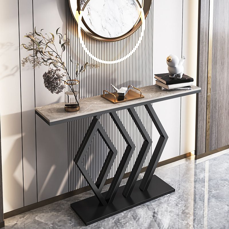 Tavola della console di base ione con top di pietra rettangolare per tavolo accento della sala