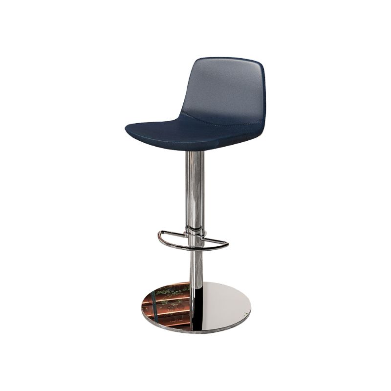 Contemporary Adjustable Height Swivel Armless Bar Stool with Footrest