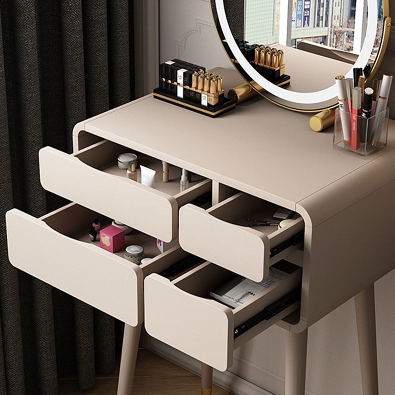Engineered Wood Makeup Dressing Table Stool Set with 4 Drawers