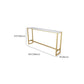 White Faux Marble Table Modern Style Bistro Table with Trestle Base