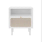 24 Inch H Wicker/rattan Night Table Solie Wood Modern Drawer Storage Nightstand