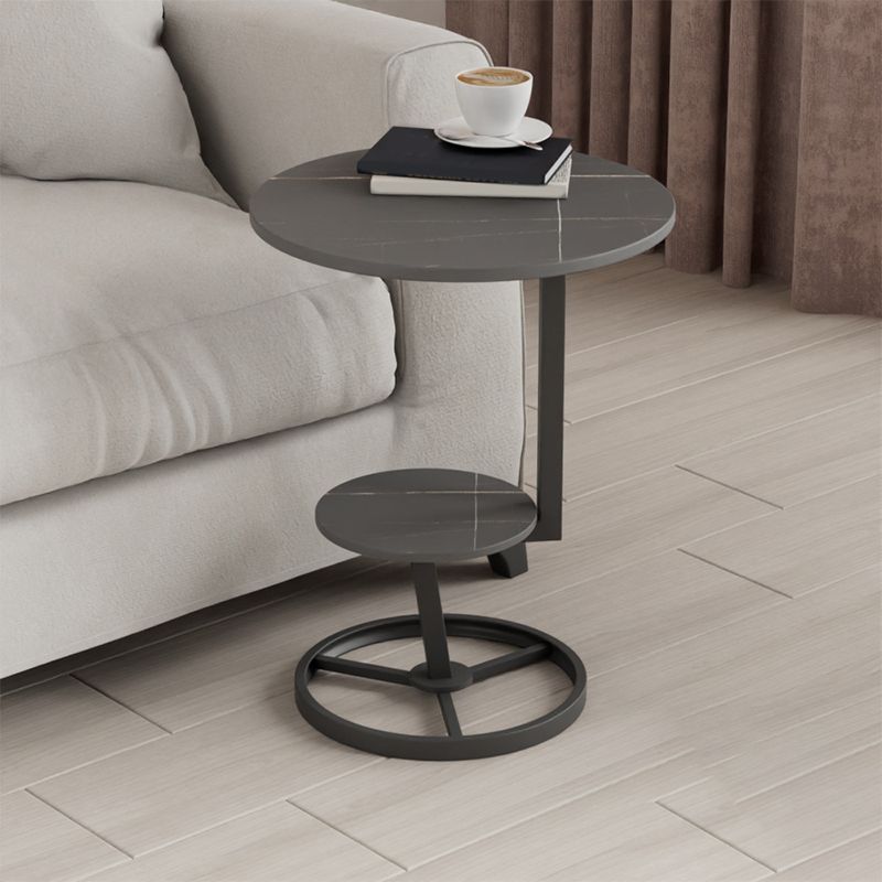 Modern Abstract Corner Table Round Slate Side End Table for Living Room Clearhalo 'Coffee & Accent Tables' 'End & Side Tables' 'end_side_tables' 'furn' 'furn_end_side_tables' 'Furniture' 'Living Room Furniture' 1200x1200_aa8e4ad8-31e2-4b44-ab14-01acb7b06bf8