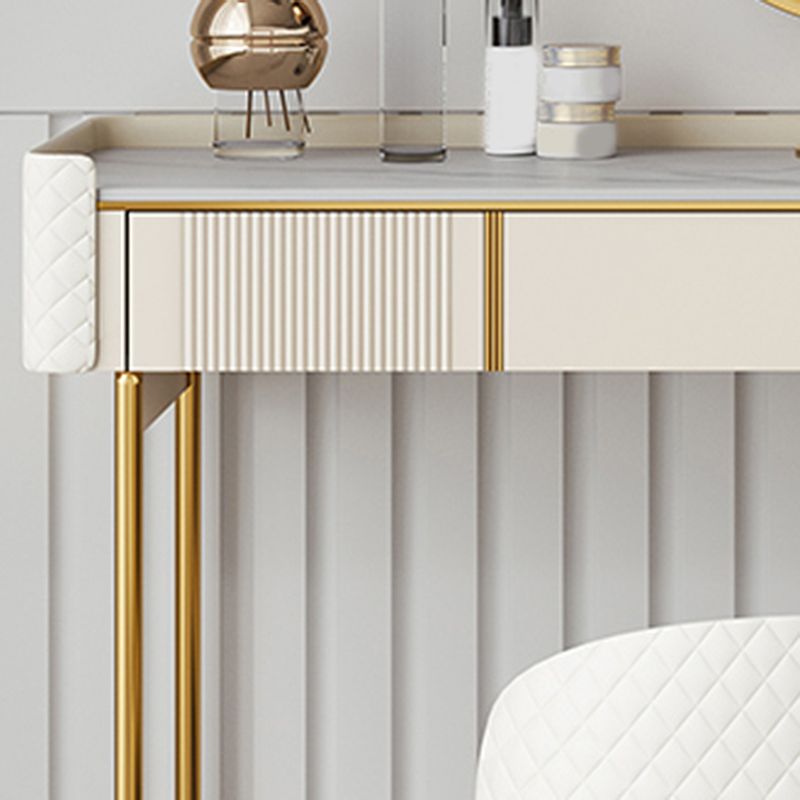 Glam tocador, 5 cajones de almacenamiento de tocador de maquillaje en acabado beige