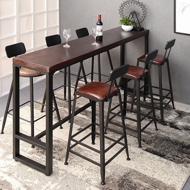 Industrieller Bistro-Bartisch aus massivem Holz, rechteckiger Bartisch mit Metallgestell