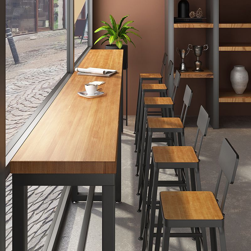 Modern Style Rectangle Bar Table Solid Wood Bar Dining Table with Footrest Clearhalo 'Bar Furniture' 'Bar Tables' 'bar_tables' 'furn' 'furn_bar_tables' 'Furniture' 'Kitchen & Dining Furniture' 1200x1200_aa917a4e-cead-4188-b442-4887d60737a8