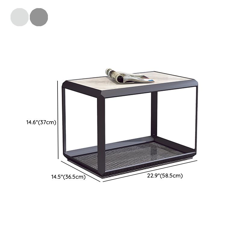 Geometric Slate & Glass Coffee Table Modern Simple Cocktail Table with Floor Shelf Clearhalo 'Coffee & Accent Tables' 'Coffee Tables' 'coffee_tables' 'furn' 'furn_coffee_tables' 'Furniture' 'Living Room Furniture' 1200x1200_aa930188-303c-4543-9ba2-b50ff60b625f