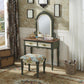 Victorian 2 Drawers MakeupTable Stool Set with Mirror for Bedroom