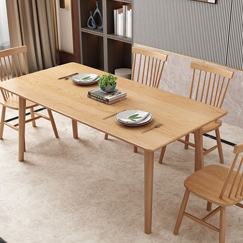 Mesa de comedor de madera estilo Glam, mesa rectangular con patas de madera para cocina