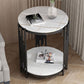 21.65" Tall Round Slate Top Side Table Iron Frame End Table with Shelf