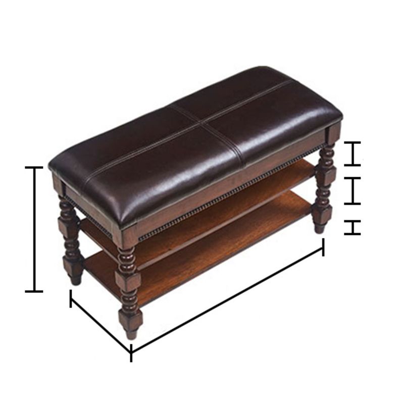 Rectangle 18.9"H Brown Entryway Bench Traditional Upholstered Seating Bench with Storage Clearhalo 'Benches' 'Chairs & Seating' 'furn' 'furn_benches' 'Furniture' 'Living Room Furniture' 1200x1200_aa969954-e0f1-4078-be1b-aedfa210c73c